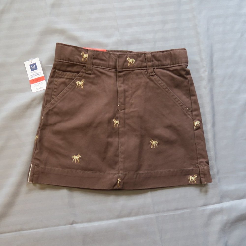 GapKids Girls Brown Skort covered in Pony/Horses  Size 6  NWT